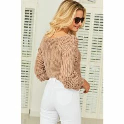 Sosandar Gold Open Knit Jumper -Sosandar unnamed file 2792