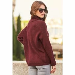 Sosandar Red Roll Neck Super Soft Knitted Jumper -Sosandar unnamed file 2829