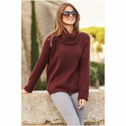 Sosandar Red Roll Neck Super Soft Knitted Jumper -Sosandar unnamed file 2832
