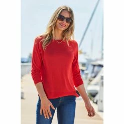 Sosandar Red Fine Knit Jumper