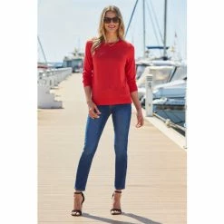 Sosandar Red Fine Knit Jumper -Sosandar unnamed file 2873