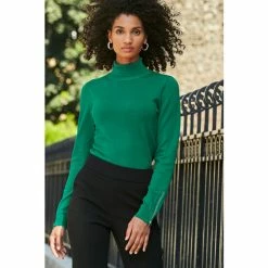 Sosandar Green Roll Neck Jumper With Hardware 4 Sosandar Green Roll Neck Jumper With Hardware -Sosandar unnamed file 2897