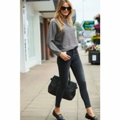 Sosandar Silver Metallic Knit Jumper -Sosandar unnamed file 2925