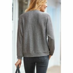 Sosandar Silver Metallic Knit Jumper -Sosandar unnamed file 2926