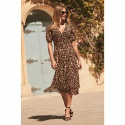 Sosandar Brown Leopard Print Wrap Dress -Sosandar unnamed file 297