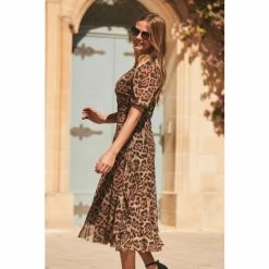 Sosandar Brown Leopard Print Wrap Dress -Sosandar unnamed file 298
