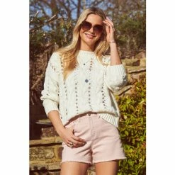 Sosandar White Open Stitch Jumper