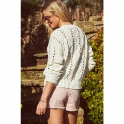 Sosandar White Open Stitch Jumper -Sosandar unnamed file 2988