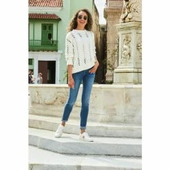 Sosandar White Open Stitch Jumper -Sosandar unnamed file 2989