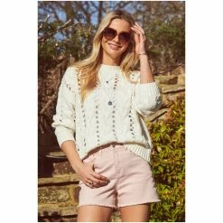 Sosandar White Open Stitch Jumper -Sosandar unnamed file 2990