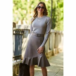 Sosandar Neutral Button Cuff Crew Neck Jumper 3 Sosandar Neutral Button Cuff Crew Neck Jumper -Sosandar unnamed file 2994