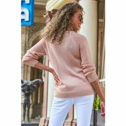 Sosandar Pink Ribbed Detail Lightweight Jumper -Sosandar unnamed file 3018