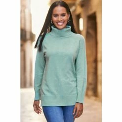Sosandar Green Seam Detail Roll Neck Jumper