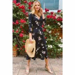 Sosandar Multi Floral Floral Print Jersey Midi Dress -Sosandar unnamed file 307