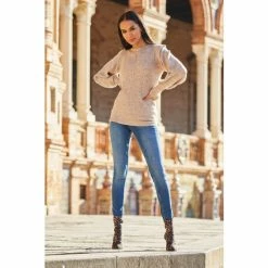 Sosandar Cream Super Soft Pleat Shoulder Jumper -Sosandar unnamed file 3098