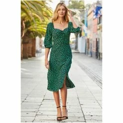 Sosandar Black Heart Print Sweetheart Neckline Midi Dress -Sosandar unnamed file 31