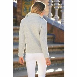 Sosandar Grey Marl Super Soft Half Zip Rib Jumper -Sosandar unnamed file 3119