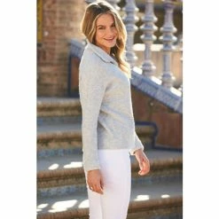 Sosandar Grey Marl Super Soft Half Zip Rib Jumper -Sosandar unnamed file 3120