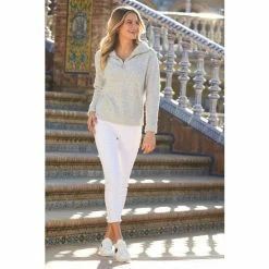 Sosandar Grey Marl Super Soft Half Zip Rib Jumper -Sosandar unnamed file 3121