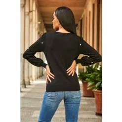 Sosandar Black Polka Dot Print Jumper -Sosandar unnamed file 3143