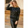 Sosandar Black Sequin Eyelash Knit Jumper