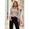 Sosandar Brown Roll Neck Boucle Slouch Jumper