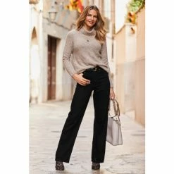 Sosandar Brown Roll Neck Boucle Slouch Jumper -Sosandar unnamed file 3155