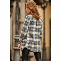 Sosandar Neutral Check Brushed Flannel Shirt -Sosandar unnamed file 3160