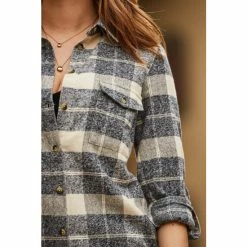 Sosandar Neutral Check Brushed Flannel Shirt -Sosandar unnamed file 3161