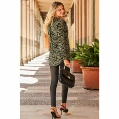 Sosandar Green Zebra Print Shirt -Sosandar unnamed file 3173