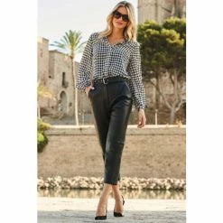 Sosandar Black Dogtooth Print Shirt -Sosandar unnamed file 3178