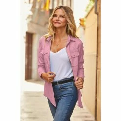 Sosandar Pink Denim Shirt -Sosandar unnamed file 3232