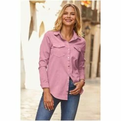 Sosandar Pink Denim Shirt -Sosandar unnamed file 3233