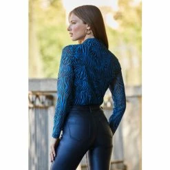 Sosandar Blue Print Mesh Shirt 2 Sosandar Blue Print Mesh Shirt -Sosandar unnamed file 3236