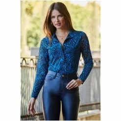 Sosandar Blue Print Mesh Shirt 5 Sosandar Blue Print Mesh Shirt -Sosandar unnamed file 3239
