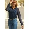 Sosandar Blue Dobby Sheer Sleeve Shirt