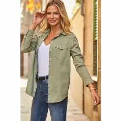 Sosandar Green Denim Shirt