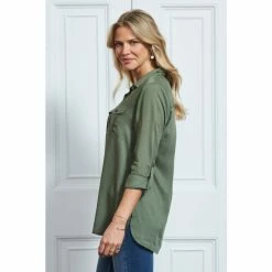 Sosandar Khaki Utility Shirt -Sosandar unnamed file 3270