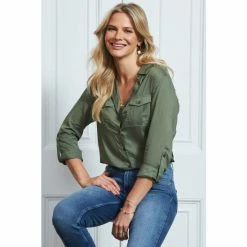 Sosandar Khaki Utility Shirt -Sosandar unnamed file 3272