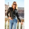 Sosandar Black Faux Leather Popper Front Shirt