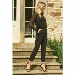 Sosandar Black Embellished Stripe Shirt -Sosandar unnamed file 3288