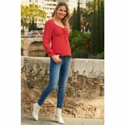 Sosandar Red Spot Tie Front Top -Sosandar unnamed file 3294