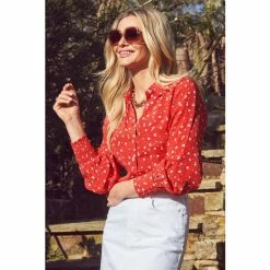 Sosandar Red Ditsy Floral Print Shirt