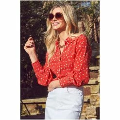 Sosandar Red Ditsy Floral Print Shirt -Sosandar unnamed file 3302
