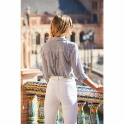 Sosandar Blue Striped Relaxed Fit Shirt -Sosandar unnamed file 3305