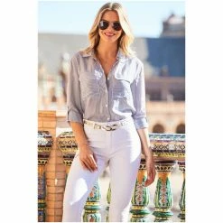 Sosandar Blue Striped Relaxed Fit Shirt -Sosandar unnamed file 3307