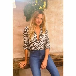 Sosandar Black Zebra Print Relaxed Casual Shirt