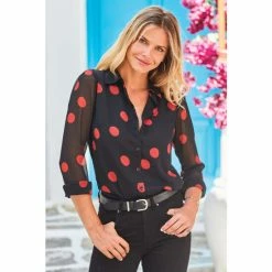 Sosandar Black Spot Print Shirt