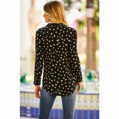 Sosandar Black Spot Print Revere Collar Shirt -Sosandar unnamed file 3391