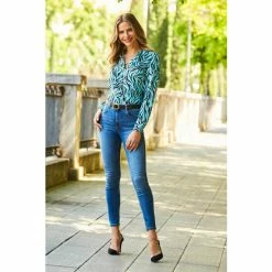 Sosandar Blue Button Through Shirt -Sosandar unnamed file 3401